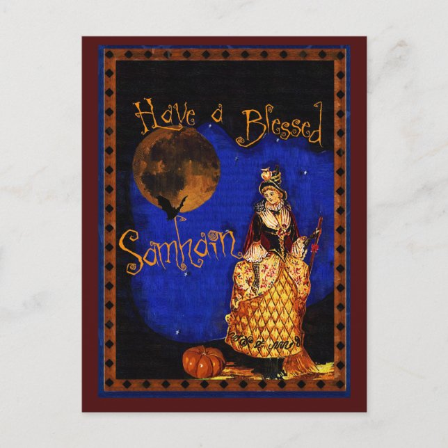 Carte Postale Vintage Witch Samhain Postcard (Devant)