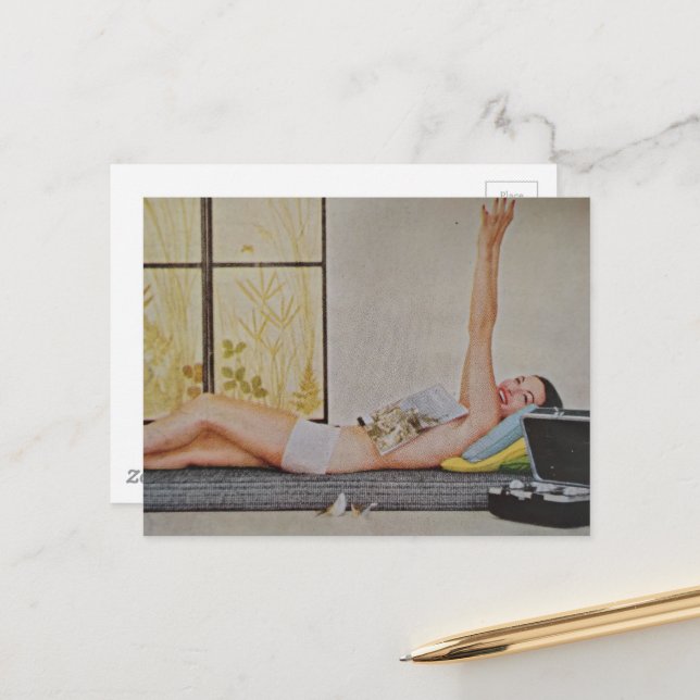 Carte Postale Vintage woman 1957 weight loss ad (Devant/Arrière en situation)