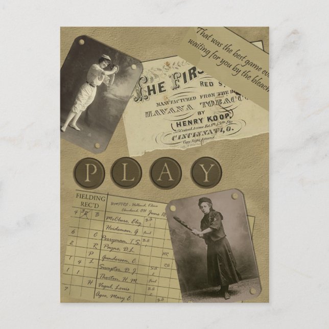 Carte Postale Vintage Women's Baseball Postcard (Devant)