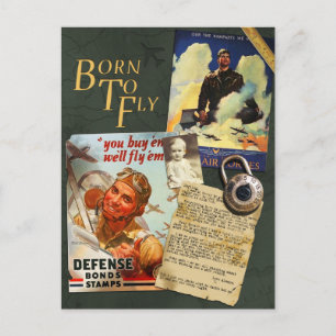 Carte Postale Vintage WWII Flyboy Scrapbook Postcard