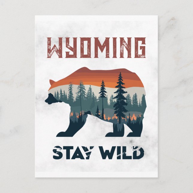 Carte postale vintage Wyoming Bear Stay Wild Trave (Devant)