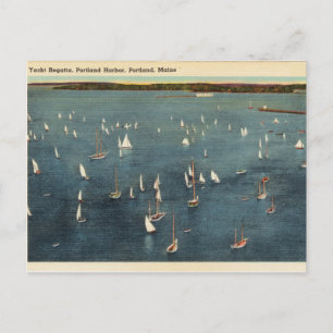 Carte Postale Vintage, Yacht Regatta, Port, Portland Maine