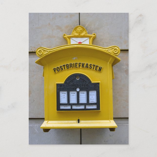 Carte Postale Vintage Yellow Mailbox, Dresden, Germany (Devant)