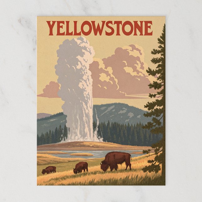 Carte Postale Vintage Yellowstone : Ancienne éruption de foi (Créateur téléchargé)