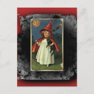 Carte Postale Vintage Young Halloween Witch