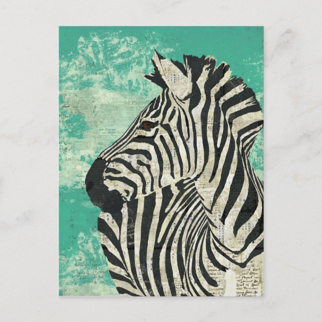 Carte postale vintage Zebra Turquoise (Devant)