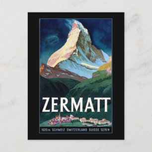 Carte Postale Vintage Zermatt Suisse Matterhorn Travel