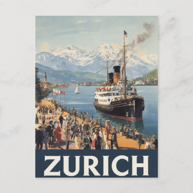 Carte Postale Vintage Zurich Suisse (Devant)