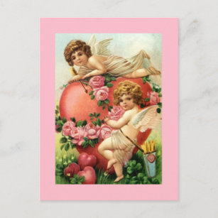 Carte Postale Vintages cupides d'antiquité Valentine's Day Coeur