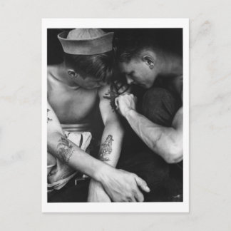 Carte Postale Vintages marins de chasse gay avec tatouages
