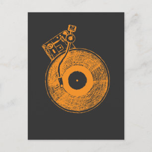 Carte Postale Vinyl Record Player Tourne-disque musique cadeau p
