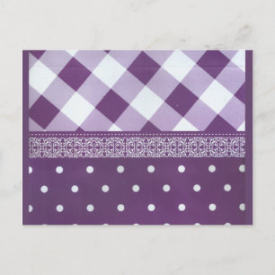 Carte Postale Violet blanc À damiers Polka Dot Floral Damask Art