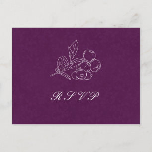 Carte Postale Violet Damask Feuille Line Art Elegant Mariage RSV