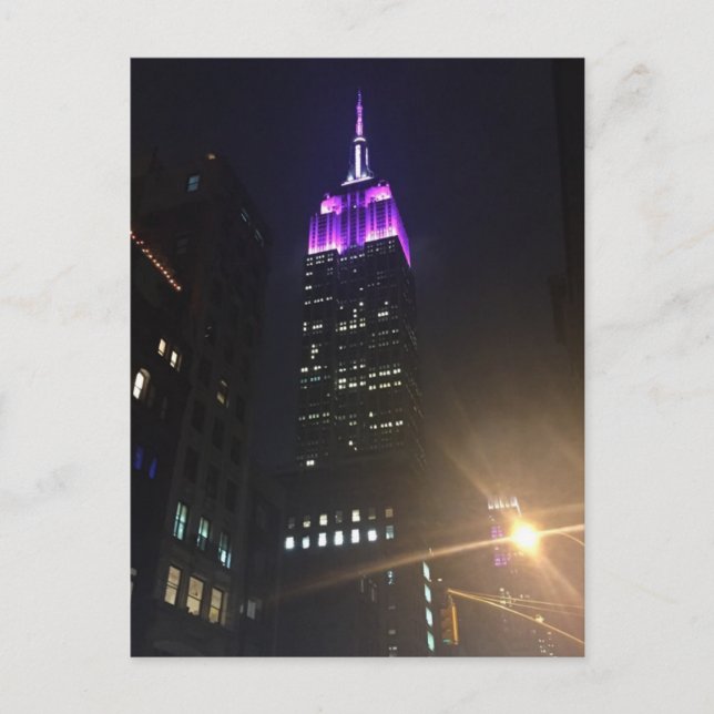 Carte Postale Violet Empire State Building NYC Night Skyscraper (Devant)