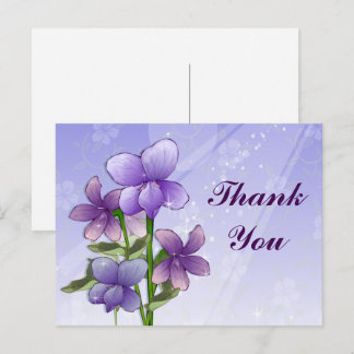 Carte Postale Violet fleurs art imprimé merci
