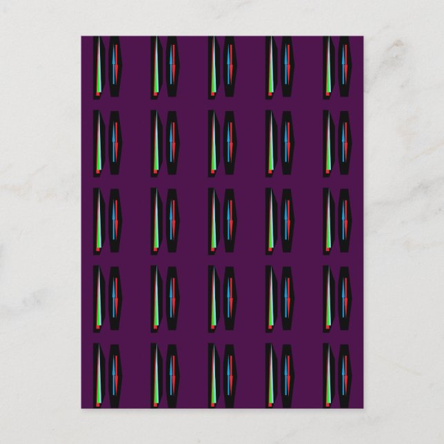 Carte Postale Violet foncé avec des rayures de couleurs profonde (Devant)