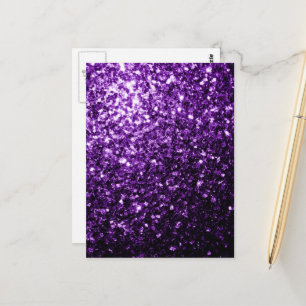 Carte Postale Violet foncé faux paillettes brillantes scintillen