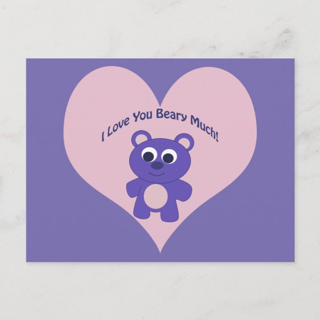 Carte Postale Violet Je t'aime beaucoup, fais attention ! (Devant)