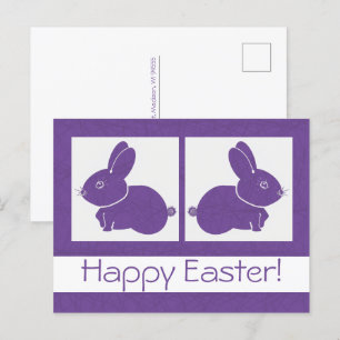 Carte Postale Violet Joyeux lapin de Pâques