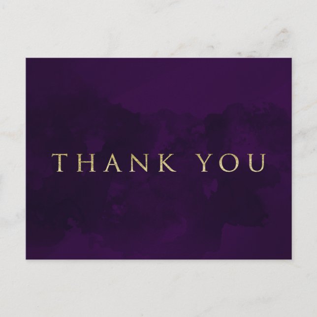 Carte Postale Violet Noir & Or Glam Moderne MERCI (Devant)
