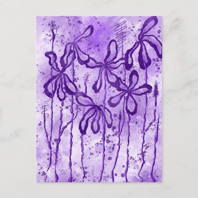 Carte Postale violet Peinture Splatter & Lys (Devant)