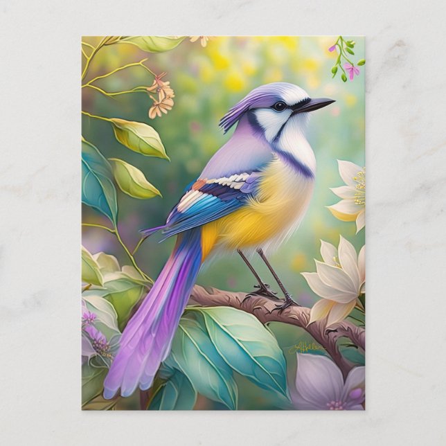Carte Postale Violet Tufted Jay Imaginaire Bird (Devant)