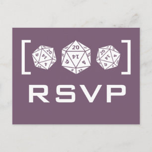 Carte postale violette D20 Dice Gamer RSVP