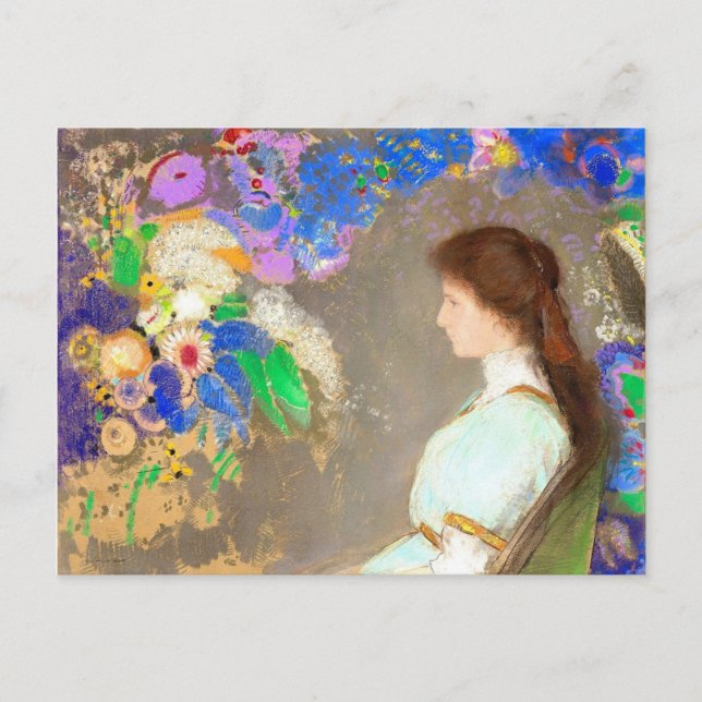 Carte Postale Violette Heymann, Peinture d'art raffiné de Redon (Devant)