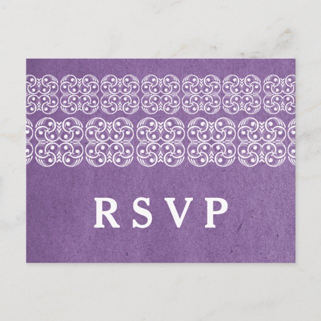 Carte postale violette moderne Bohême RSVP (Devant)