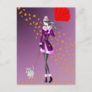 Carte Postale Violette Pluie de Cuivre