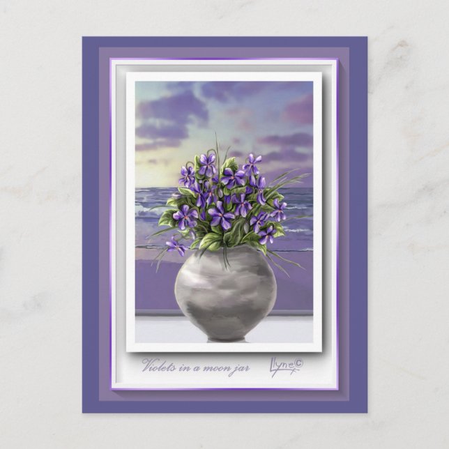 Carte Postale violettes dans un bocal de lune (Devant)