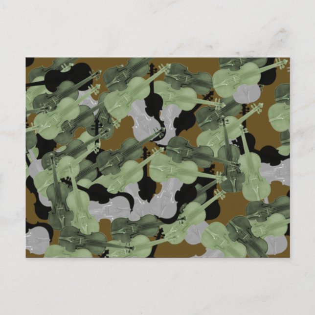 Carte Postale Violon Camo Camouflage Motif (Devant)
