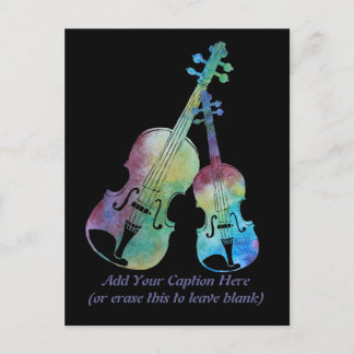Carte Postale Violon et alto lavés aux couleurs