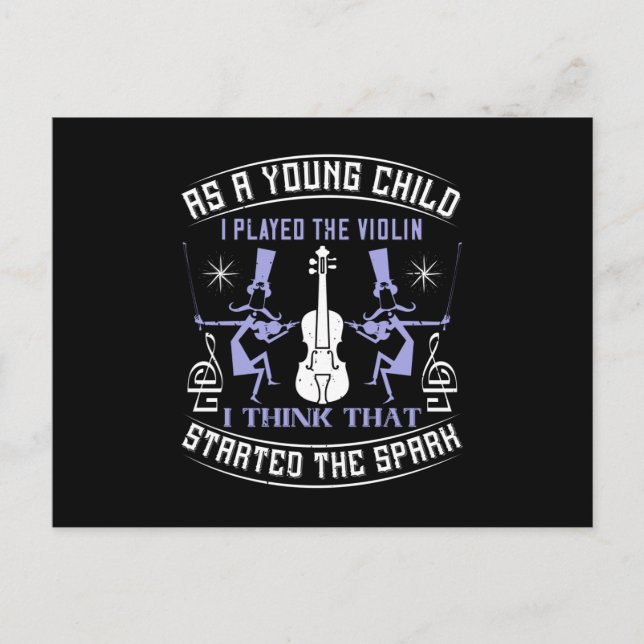 Carte Postale Violon - Il Commence L'Étincelle Comme Un Enfant (Devant)