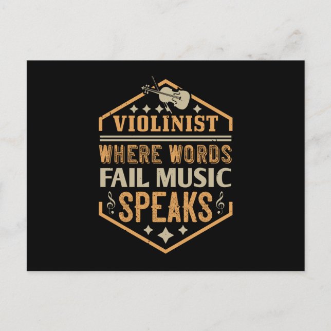 Carte Postale Violon - Là où les mots ne parlent pas musique (Devant)
