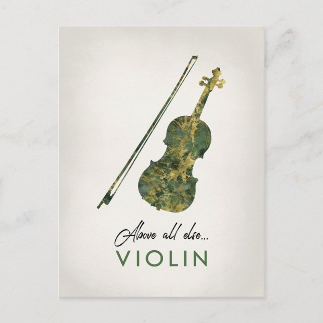 Carte Postale Violon - Musique de marbre vert (Devant)