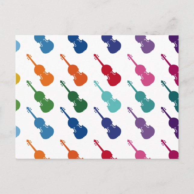 Carte Postale Violon Tableau Musical Coloré Amusant (Devant)