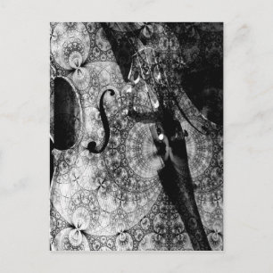 Carte Postale Violoncelle à motifs abstrait en noir et blanc