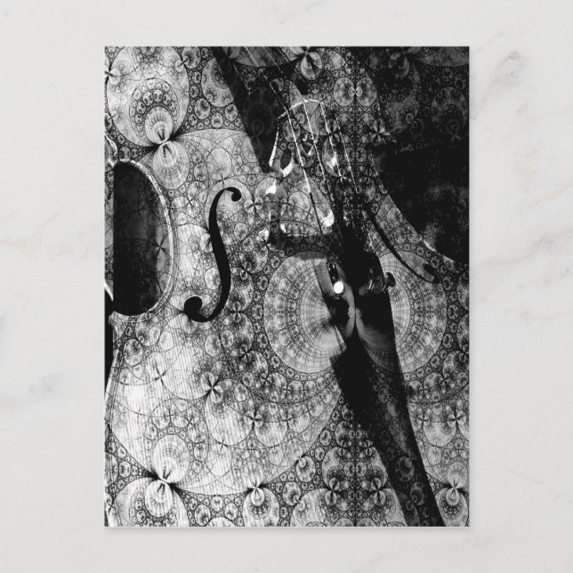 Carte Postale Violoncelle à motifs abstrait en noir et blanc (Devant)