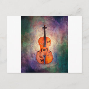 Carte Postale violoncelle magique avec papillons