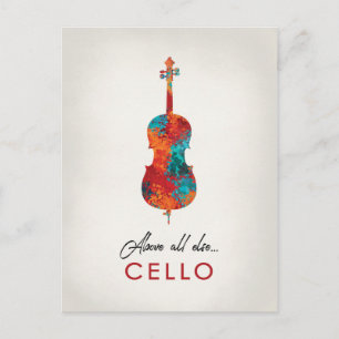 Carte Postale Violoncelle - Musique Colorée et Lumineuse