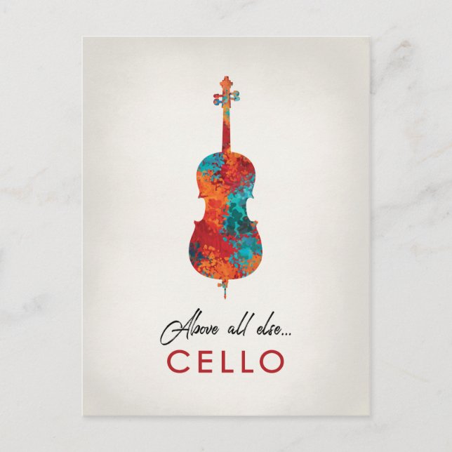 Carte Postale Violoncelle - Musique Colorée et Lumineuse (Devant)