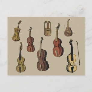 Carte Postale Violons d'instruments de musique vintages