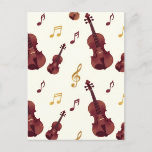 Carte Postale Violons musicaux motif sans couture