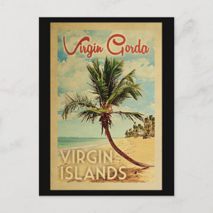 Carte Postale Virgin Gorda Palm Tree Vintage voyage