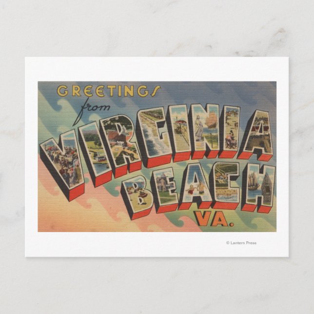 Carte Postale Virginia Beach, Virginie - Grandes Lettres Scènes (Devant)