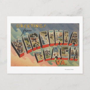 Carte Postale Virginia Beach, Virginie - Grandes Lettres Scènes