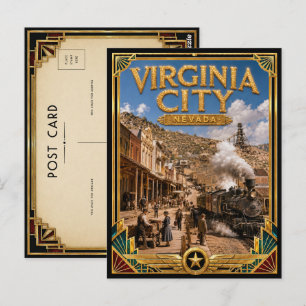 Carte Postale Virginia City Nevada Art Déco Vintage Âge d'Or