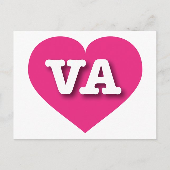 Carte Postale Virginia Hot Pink Heart - J'aime VA (Devant)