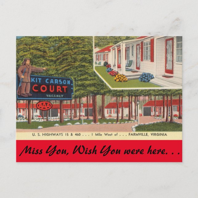 Carte Postale Virginia, Kit Carson Court, Farmville (Devant)